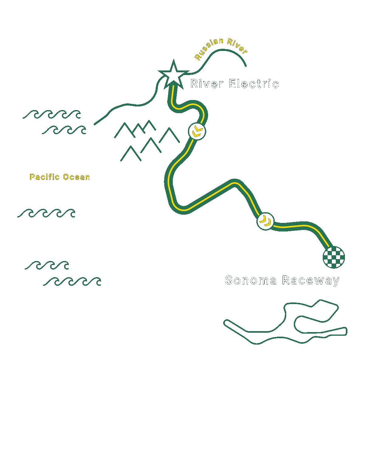 Day 3 route map: River Electric to Sonoma Raceway
